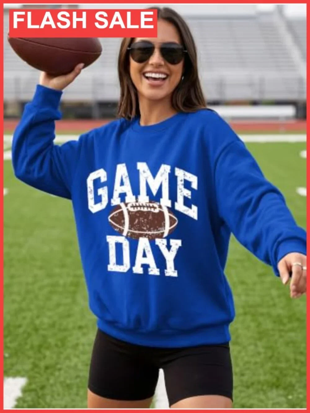Football Graphic Sweatshirt Crew Neck Long Sleeve Pullover